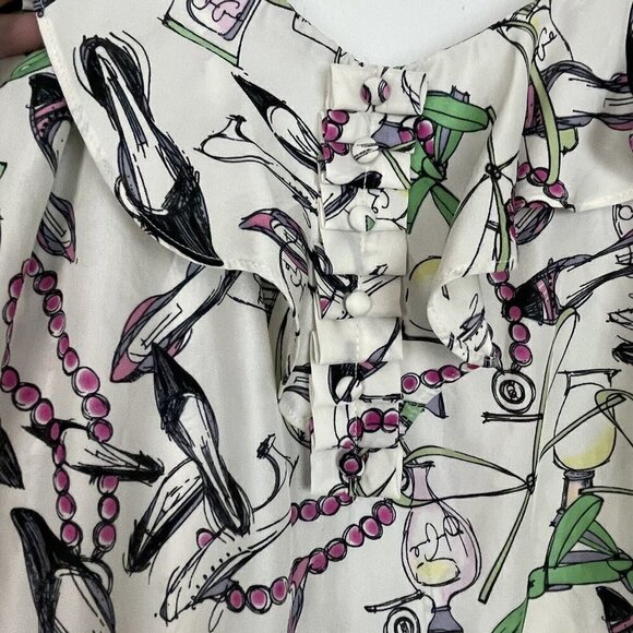 Lauren Conrad Fashion Neck Ruffle Tank Top peplum waist cinch Size Med Novelty - Picture 3 of 7